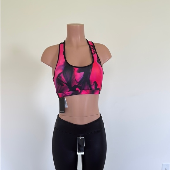 Pink High-Impact Sports Bra with Racerback Design